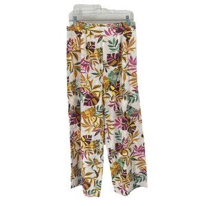 Japna Pull On Wide Leg Linen Blend Tropical Pants Sz Large Resort